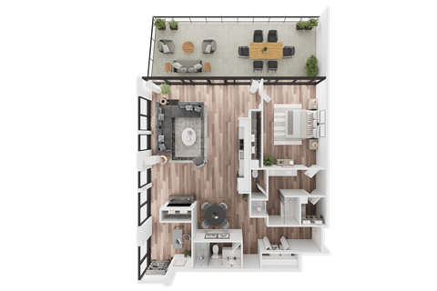 a 1 bedroom floor plan of a 2100 sq ft apartment